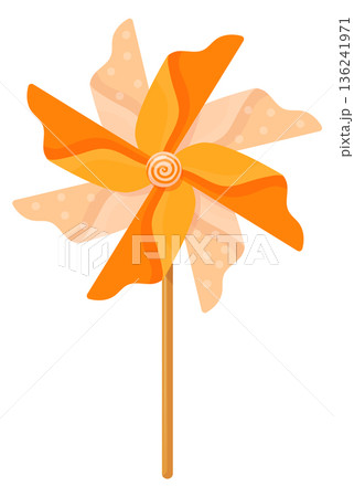 Paper pinwheel toy. Origami folded windmill icon Paper pinwheel toy. Origami folded windmill icon 136241971
