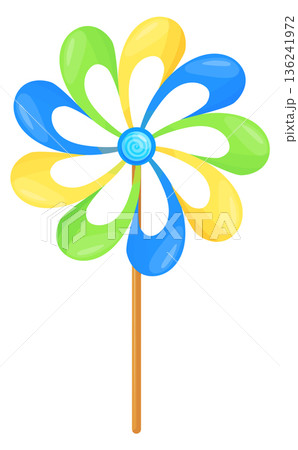 Rotating pinwheel. Funny color toy cartoon icon 136241972