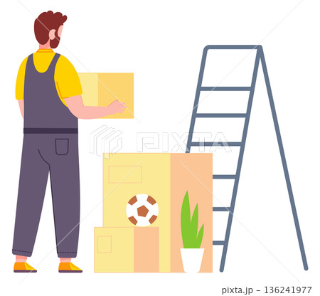 Mover carry packed things. Service courier character 136241977