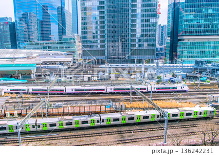 日本の東京都市景観インバウンド続く…山手線や新幹線がズラリ…ホームには多くの外国人観光客が行き交う 日本の東京都市景観インバウンド続く…山手線や新幹線がズラリ…ホームには多くの外国人観光客が行き交う 136242231