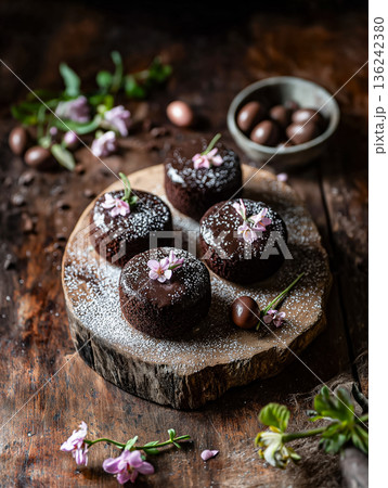 Rustic Chocolate Fudge Easter Cakes Rustic Chocolate Fudge Easter Cakes 136242380