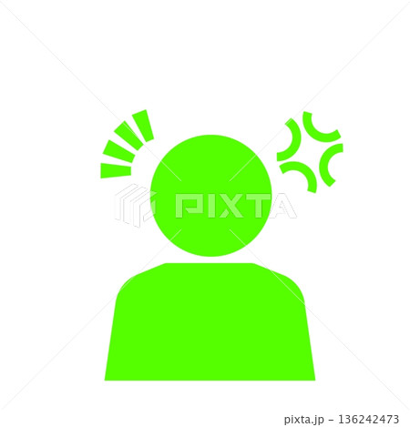 怒りと苛立ちを表す人物アイコン(緑) 136242473