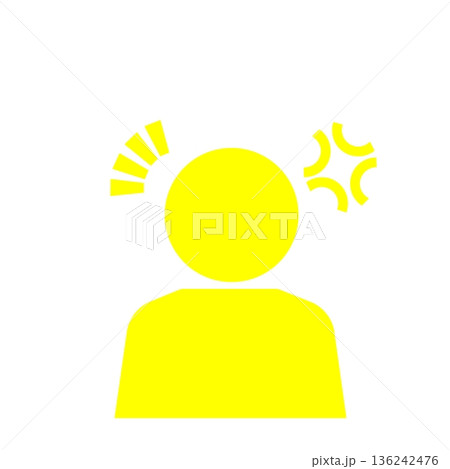 怒りと苛立ちを表す人物アイコン(黄色) 136242476