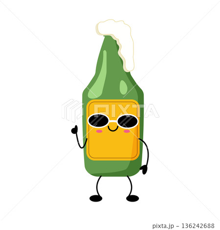 Cute Kawaii Beer Bottle Character Illustration Cute Kawaii Beer Bottle Character Illustration 136242688