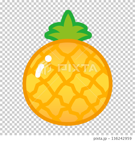 つやつや可愛いパイナップルの単品イラスト つやつや可愛いパイナップルの単品イラスト 136242959