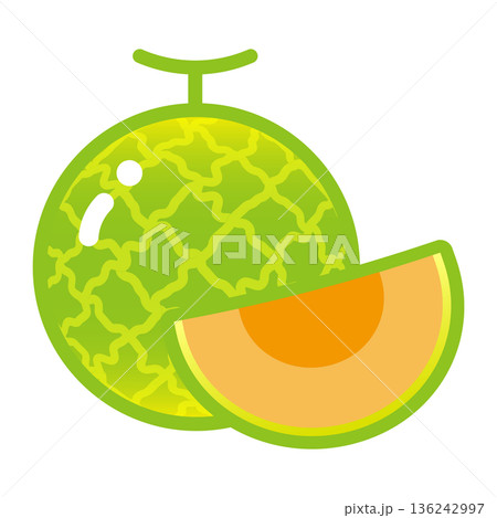 ぷっくり可愛いメロンのイラスト ぷっくり可愛いメロンのイラスト 136242997