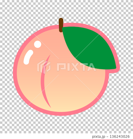 一張可愛閃亮桃子的插圖。 一張可愛閃亮桃子的插圖。 136243026