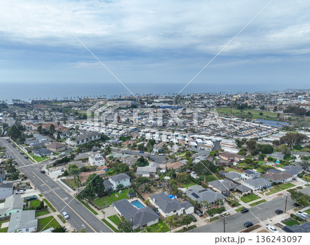 Aerial view of houses in Oceanside town in San Diego, California. USA Aerial view of houses in Oceanside town in San Diego, California. USA 136243097