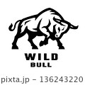 Silhouette of an aggressive bull. 136243220