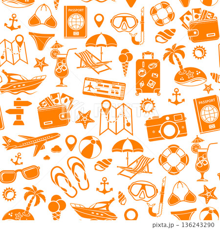 Vacation and Tourism Seamless Pattern Vacation and Tourism Seamless Pattern 136243290