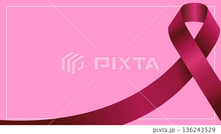 Multiple Myeloma Awareness Month. Realistic Burgundy Ribbon. Realistic Burgundy, Magenta ribbon. Vector illustration of background. 136243529