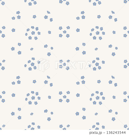 Seamless pattern with scattered blue flowers 136243544