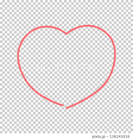 Hand-drawn red heart mark illustration - Simple and cute blank broken line frame/decorative material 136243816