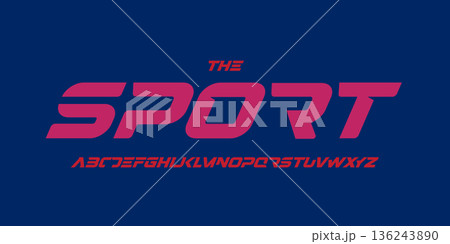 Dynamic sport alphabet with edgy cutout. Bold minimalistic angled font for racing logo, fast action, competitive race. Modern typographic design. Vector typeface 136243890