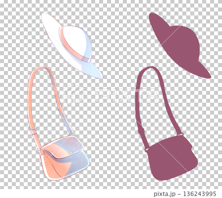 Hat and shoulder bag silhouette Hat and shoulder bag silhouette 136243995