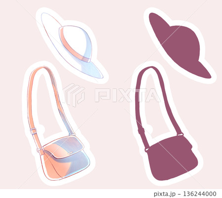 帽子と肩掛け鞄　シルエット 136244000