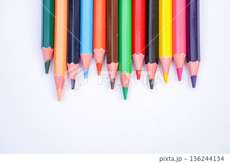 colored pencils on white background 136244134