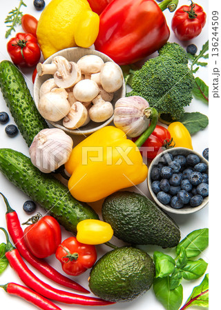 Healthy eating food variety with fresh organic products 136244509