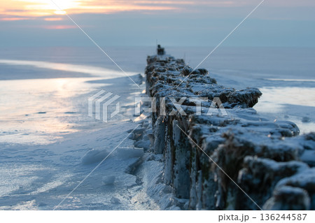 Frozen coastal landscape Frozen coastal landscape 136244587