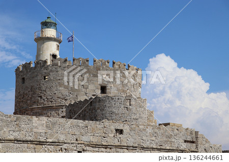 Fort of St. Nicholas with the Lighthouse in Rhodes	 136244661