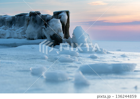 Frozen coastal landscape 136244859