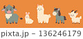 Cute farm animals set with bull rabbit alpaca donkey and goat vector illustration. 136246179