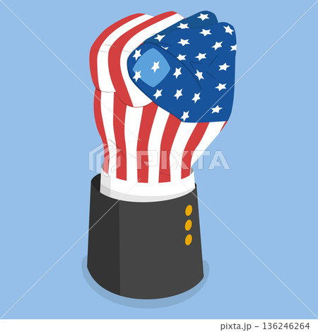 3D Isometric Flat Vector Illustration of USA Fist, American Patriotism 3D Isometric Flat Vector Illustration of USA Fist, American Patriotism 136246264