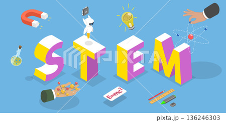 3D Isometric Flat Vector Illustration of STEM, Visual Representation Education Through Innovative Use Of Gear And Atom Symbols 3D Isometric Flat Vector Illustration of STEM, Visual Representation Education Through Innovative Use Of Gear And Atom Symbols 136246303