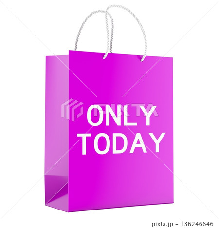 Only Today concept with shopping bag. 3D rendering 136246646