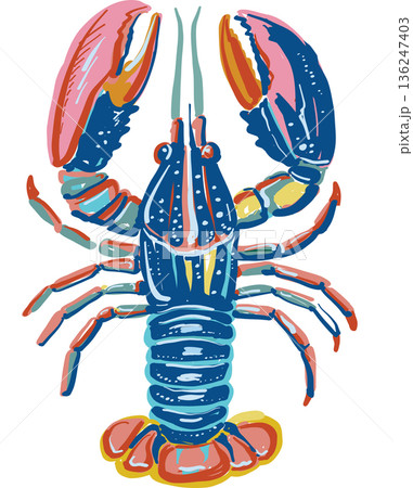Colorful Decorative Lobster Illustration in Modern Flat Style 136247403