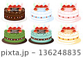 花型の苺が乗ったバースデーケーキのイラスト 136248835