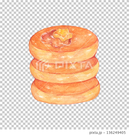 水彩で描いたかわいいホットケーキ 136249405