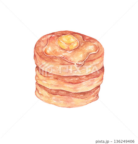 水彩で描いたホットケーキ 136249406