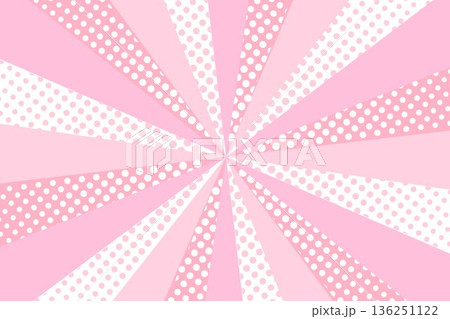 集中線の背景　ピンク色　桜　桃　放射状　ポップ　 136251122