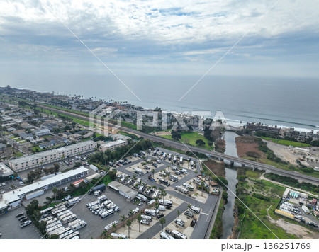 Aerial view of houses in Oceanside town in San Diego, California. USA Aerial view of houses in Oceanside town in San Diego, California. USA 136251769