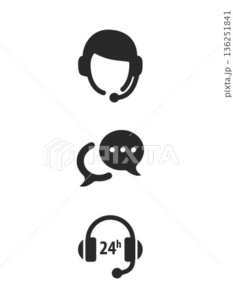 Customer Support Icons Set for Help Chat stock illustration. 136251841