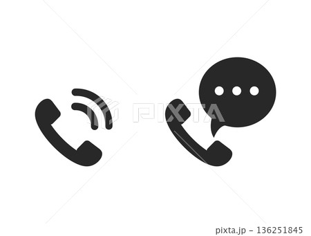 Phone Call and Chat Message Icons Communication Concept stock illustration. 136251845