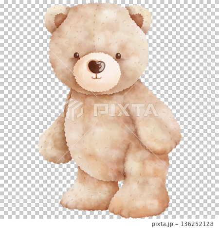 Cute hand-drawn watercolor cartoon bear. 136252128