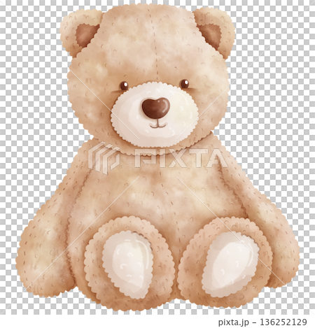 Cute hand-drawn watercolor cartoon bear. 136252129