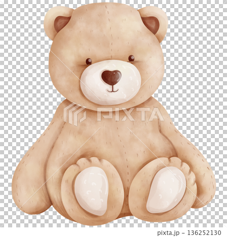 Cute hand-drawn watercolor cartoon bear. Cute hand-drawn watercolor cartoon bear. 136252130
