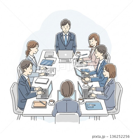 ビジネス会議のイラスト ビジネス会議のイラスト 136252256