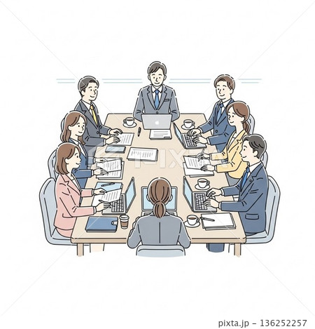 ビジネス会議のイラスト ビジネス会議のイラスト 136252257