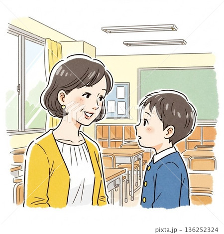 学校の先生のイラスト 136252324