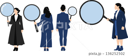 データを分析するビジネスウーマンのイラスト 136252502