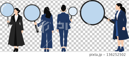 データを分析するビジネスウーマンのイラスト 136252502