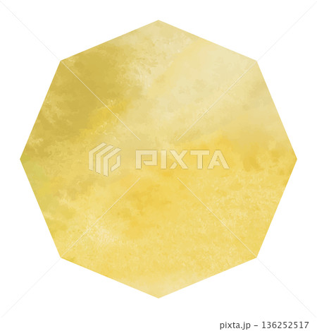 水彩の金色の八角形フレームのイラスト背景素材　ベクター　ゴールド　手書き　コピースペース　テクスチャ 136252517