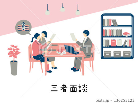 三者面談をする学生 136253123