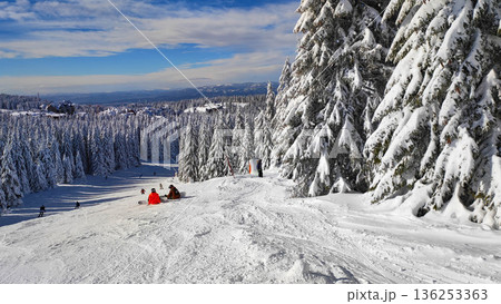 Snowy ski slope in Kopaonik, Serbia Snowy ski slope in Kopaonik, Serbia 136253363