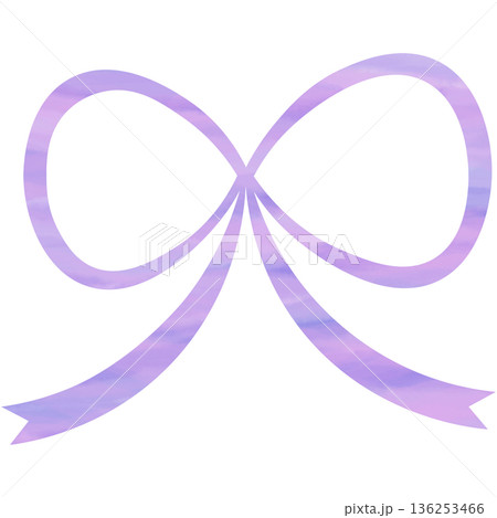 綺麗な水彩模様のリボンのアイコンのイメージのイラスト 136253466