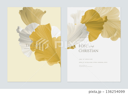 Wedding invitation card template design, abstract shapes in golden theme 136254099